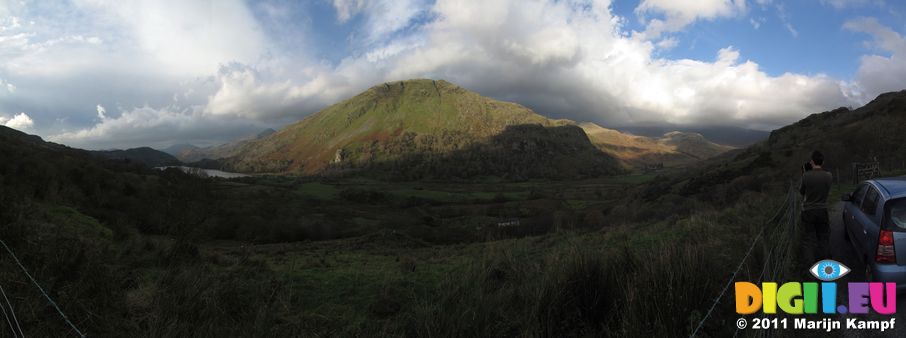 SX20767-81 Panorama of Gallt Wenallt from A498 Snowdonia